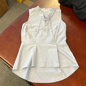 Veronica Beard denim lace top blouse